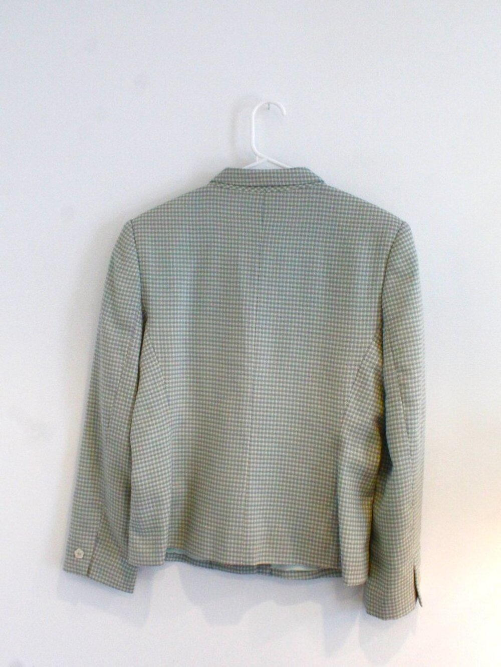 Vintage John Meyer Womens Gingham Blazer Jacket Mint Green White Size 8 USA - Picture 3 of 5
